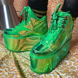 YRU Platform Sneakers-QOZMO BONDAGE WEED - GREEN ATLANTIS